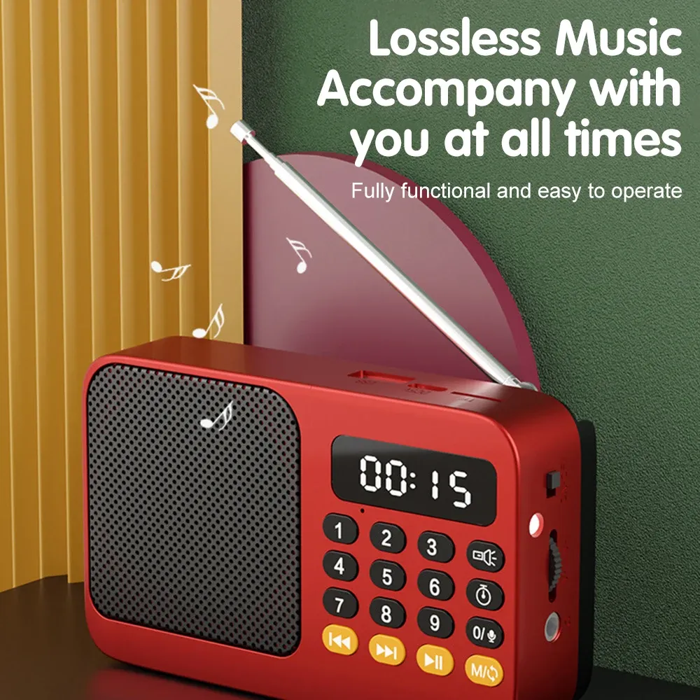 Bluetooth 5.0 Portable FM Radio Small Emergency Recargable Sound Box Mini Vintage Speaker Mp3 Player Support TF Card USB Drive showcase 8