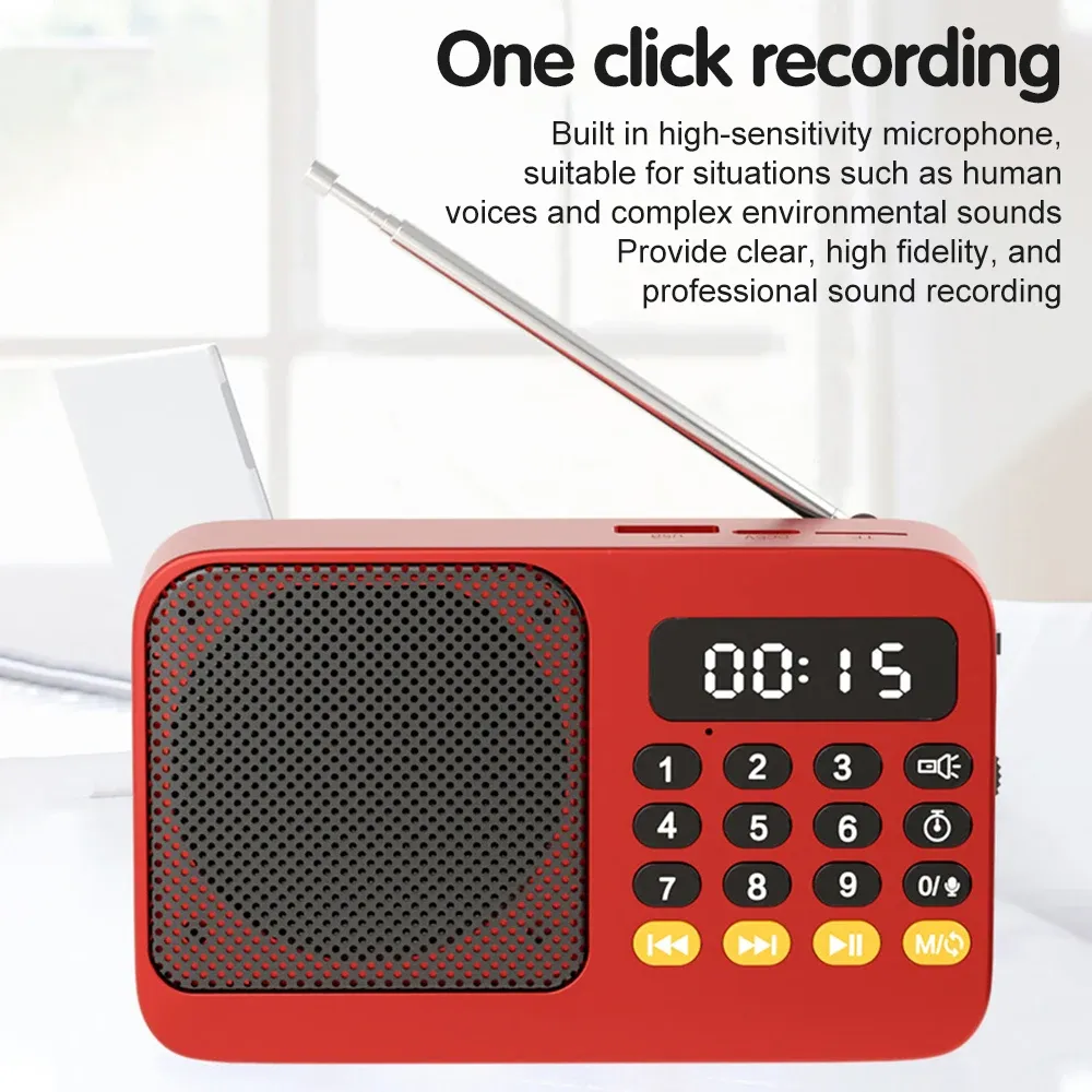 Bluetooth 5.0 Portable FM Radio Small Emergency Recargable Sound Box Mini Vintage Speaker Mp3 Player Support TF Card USB Drive thumbnail 3