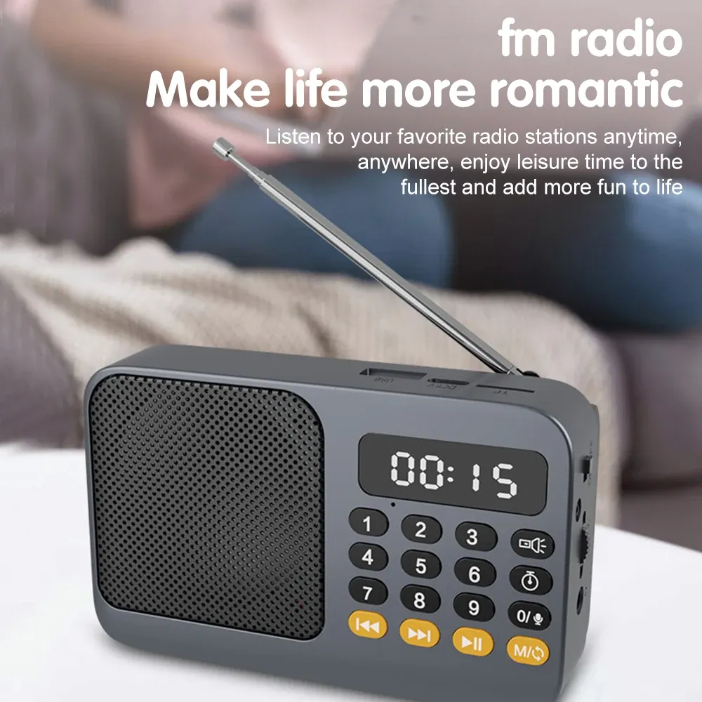 Bluetooth 5.0 Portable FM Radio Small Emergency Recargable Sound Box Mini Vintage Speaker Mp3 Player Support TF Card USB Drive showcase 12