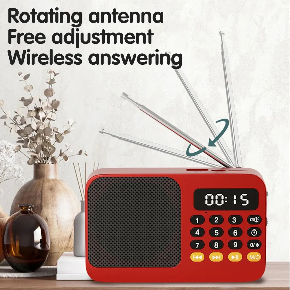 Bluetooth 5.0 Portable FM Radio Small Emergency Recargable Sound Box Mini Vintage Speaker Mp3 Player Support TF Card USB Drive showcase 16