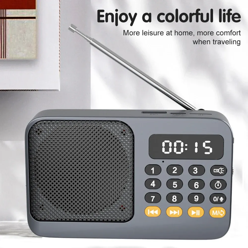 Bluetooth 5.0 Portable FM Radio Small Emergency Recargable Sound Box Mini Vintage Speaker Mp3 Player Support TF Card USB Drive showcase 18