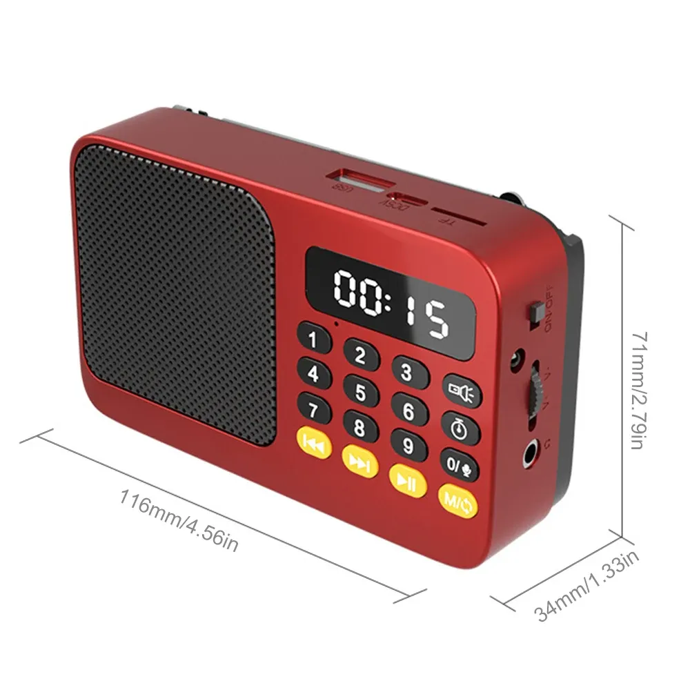 Bluetooth 5.0 Portable FM Radio Small Emergency Recargable Sound Box Mini Vintage Speaker Mp3 Player Support TF Card USB Drive showcase 22
