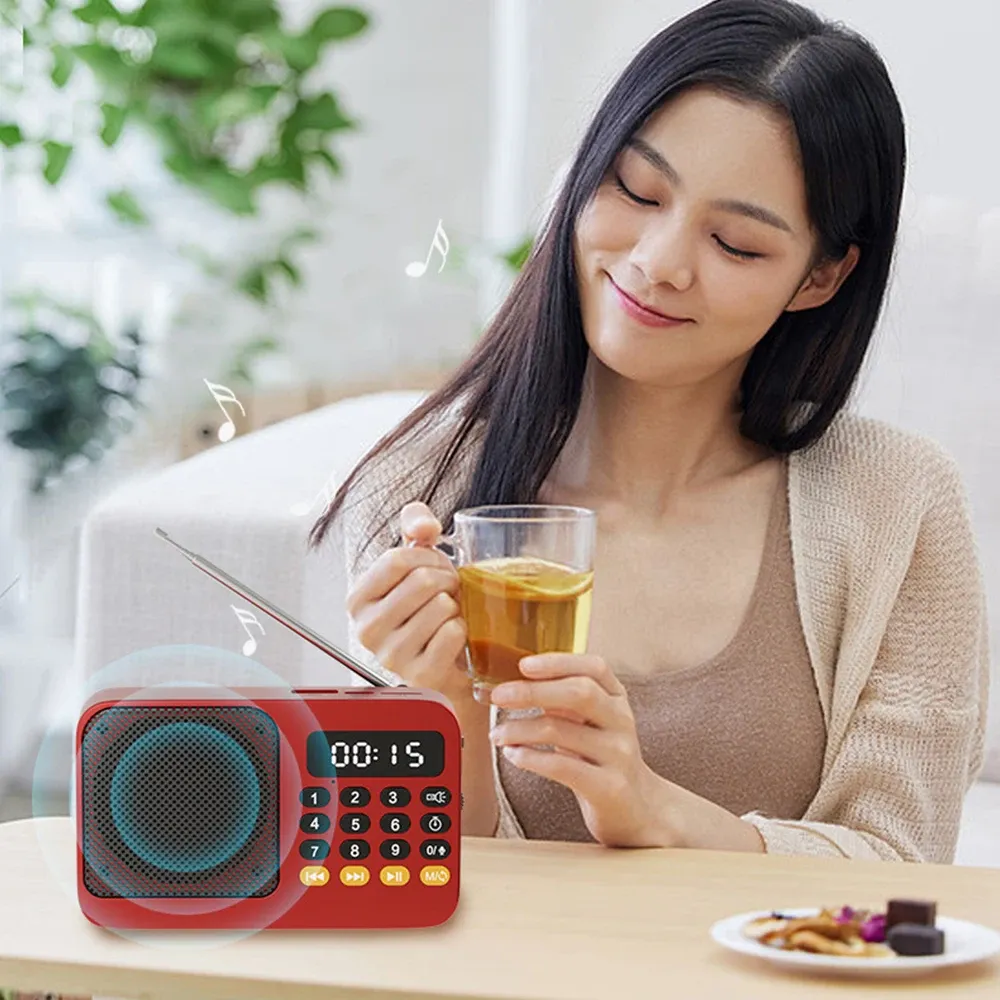 Bluetooth 5.0 Portable FM Radio Small Emergency Recargable Sound Box Mini Vintage Speaker Mp3 Player Support TF Card USB Drive showcase 17