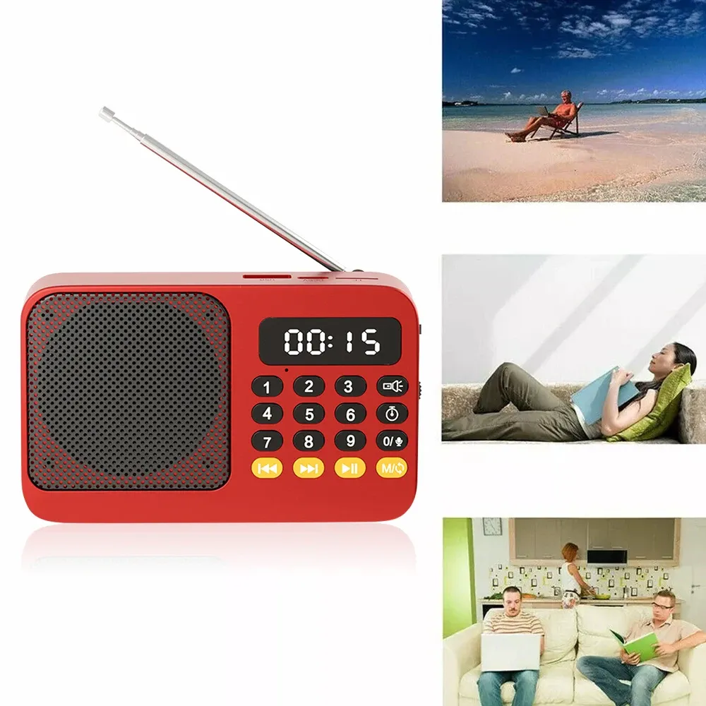 Bluetooth 5.0 Portable FM Radio Small Emergency Recargable Sound Box Mini Vintage Speaker Mp3 Player Support TF Card USB Drive showcase 20