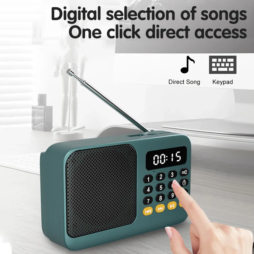 Bluetooth 5.0 Portable FM Radio Small Emergency Recargable Sound Box Mini Vintage Speaker Mp3 Player Support TF Card USB Drive showcase 15