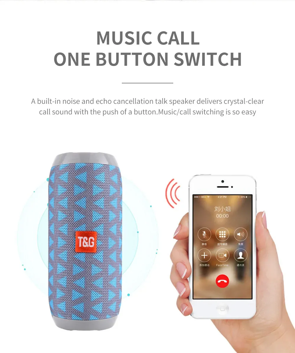 T&G TG117 Portable Bluetooth Speaker, Waterproof Loudspeaker with TWS Stereo Sound, TF Card & FM Radio, 10-Hour Playtime for Outdoor Adventures showcase 7