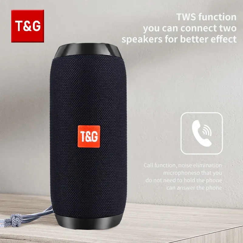 T&G TG117 Portable Bluetooth Speaker, Waterproof Loudspeaker with TWS Stereo Sound, TF Card & FM Radio, 10-Hour Playtime for Outdoor Adventures thumbnail 1