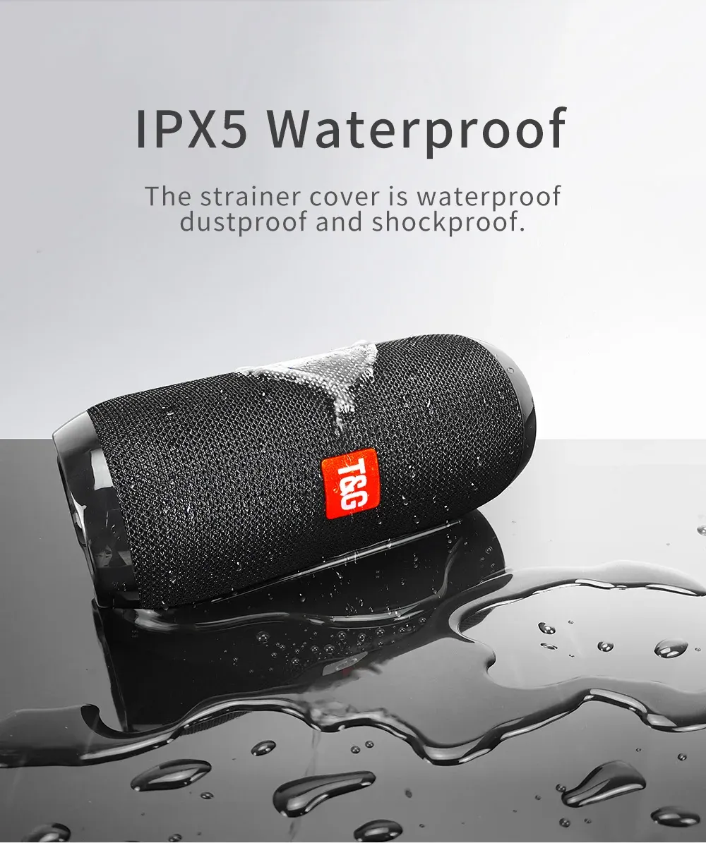 T&G TG117 Portable Bluetooth Speaker, Waterproof Loudspeaker with TWS Stereo Sound, TF Card & FM Radio, 10-Hour Playtime for Outdoor Adventures showcase 2