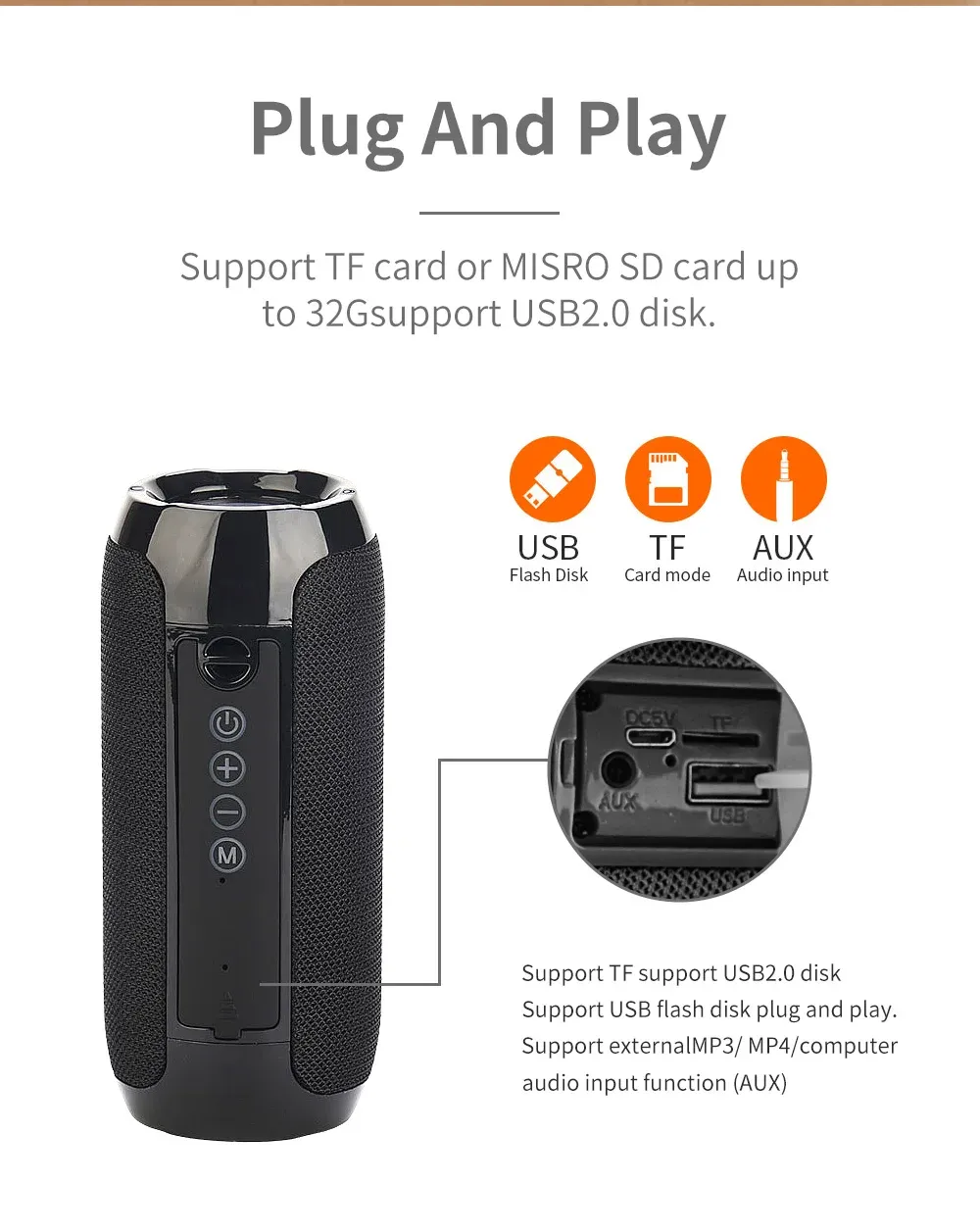 T&G TG117 Portable Bluetooth Speaker, Waterproof Loudspeaker with TWS Stereo Sound, TF Card & FM Radio, 10-Hour Playtime for Outdoor Adventures showcase 10