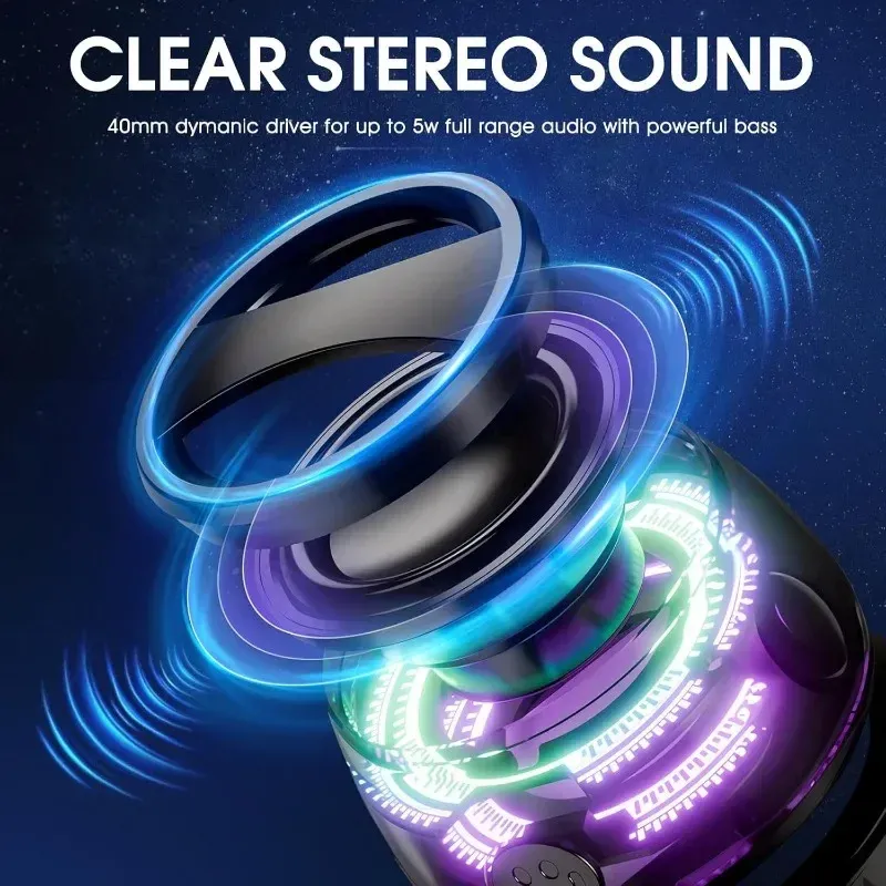 Portable Magnetic Bluetooth Speaker with RGB Light, Wireless Mini Stereo Sound, Phone Holder Stand for iOS & Android - Ideal for Travel, Outdoors, and Home thumbnail 4
