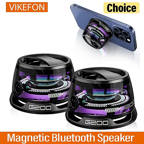 Portable Magnetic Bluetooth Speaker with RGB Light, Wireless Mini Stereo Sound, Phone Holder Stand for iOS & Android - Ideal for Travel, Outdoors, and Home