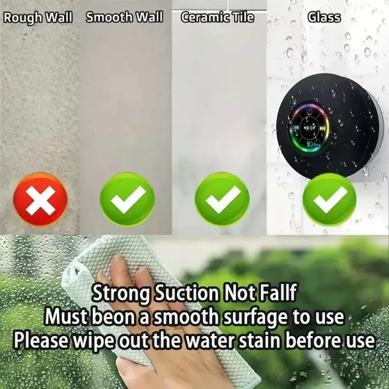 HOMEFISH Waterproof Mini Bluetooth Speaker with Suction Cup - Portable Wireless LED Outdoor Sports Stereo Sound, IPX4 Rated, 5.0 Bluetooth, 3W Output, Hands-Free Calling thumbnail 6