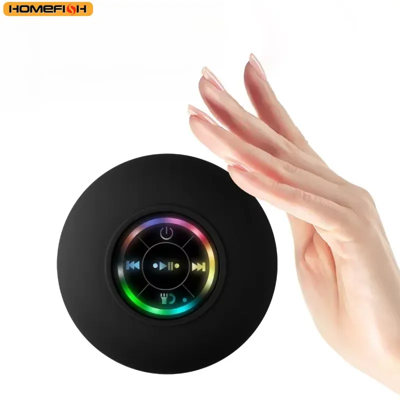 HOMEFISH Waterproof Mini Bluetooth Speaker with Suction Cup - Portable Wireless LED Outdoor Sports Stereo Sound, IPX4 Rated, 5.0 Bluetooth, 3W Output, Hands-Free Calling thumbnail 1