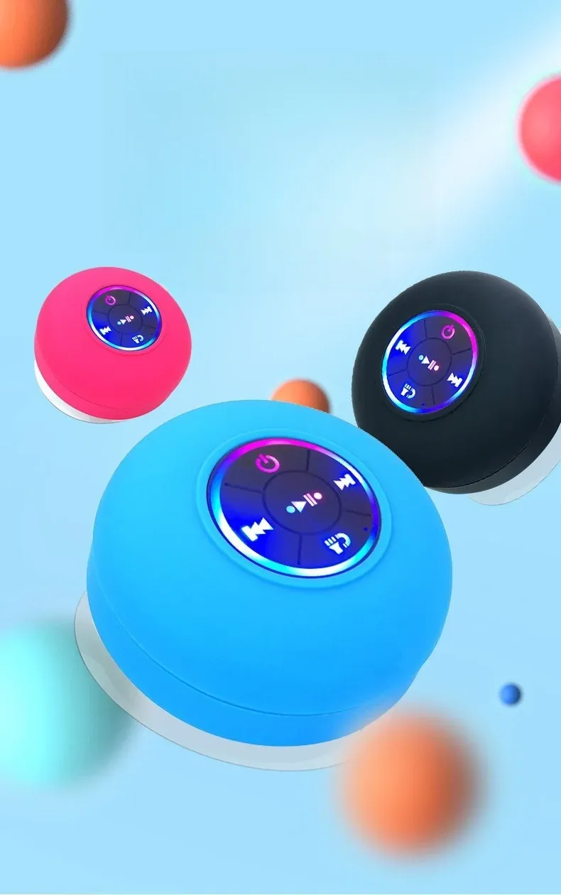 HOMEFISH Waterproof Mini Bluetooth Speaker with Suction Cup - Portable Wireless LED Outdoor Sports Stereo Sound, IPX4 Rated, 5.0 Bluetooth, 3W Output, Hands-Free Calling showcase 4