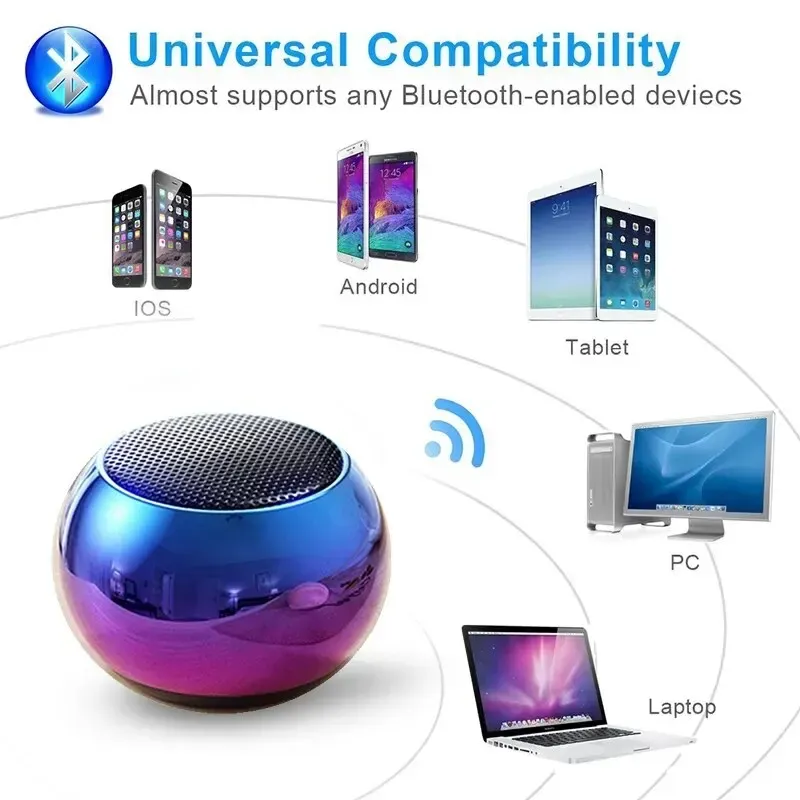 Portable Wireless Bluetooth 5.1 Speaker - Mini Steel Gun Metal Heavy Stereo Subwoofer, Outdoor Sound System with Deep Bass, Compact & Durable for Travel thumbnail 4