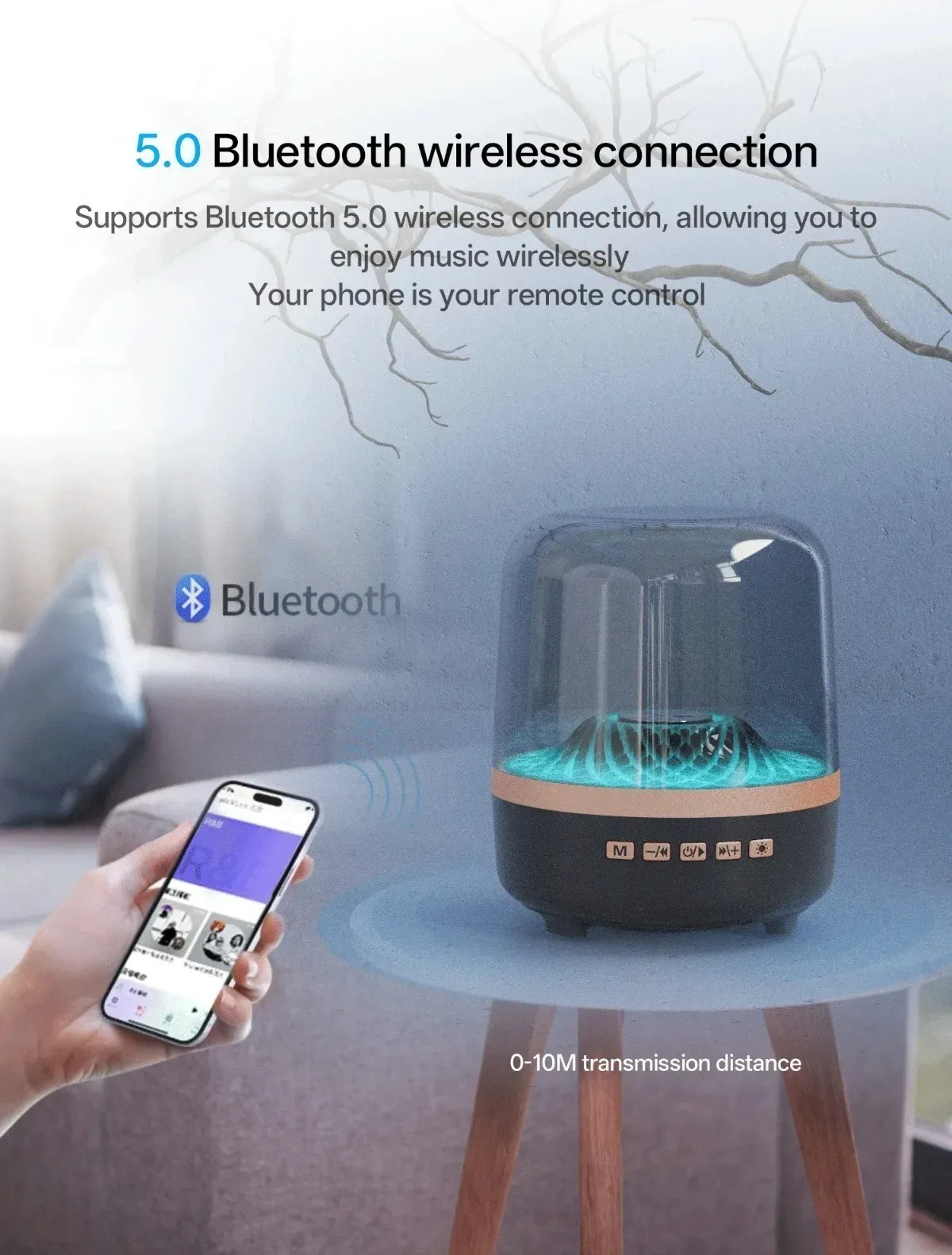 Portable Wireless Bluetooth 5.3 Soundbar Speaker with Subwoofer, Hi-Fi Stereo Audio, Breathing Lamp, TWS Pairing, 5W Output, 500mAh Battery for Home Theater & Mobile Devices showcase 5