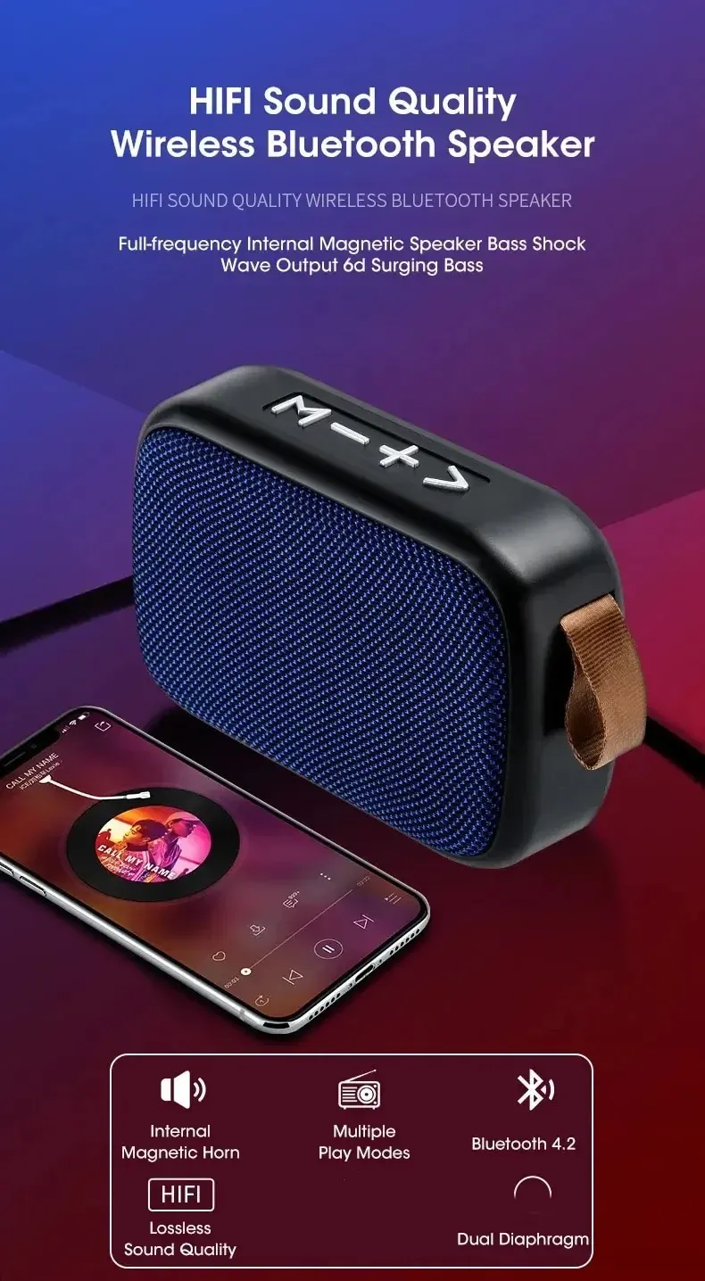 Portable Wireless Bluetooth Speaker with Subwoofer, Mini Home Cloth Speaker for Outdoor Use, Supports TF Card, U Disk, FM Radio, Rechargeable Battery - Red, Black, Blue showcase 1
