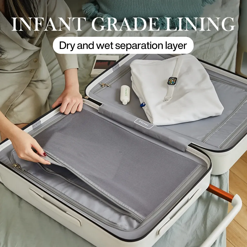 Mixi 24" Wide Handle Hardside Spinner Suitcase with Rolling Wheels - Patent Design Travel Luggage for Men & Women, Includes 20" Carry-On Option & Waterproof Pocket thumbnail 2