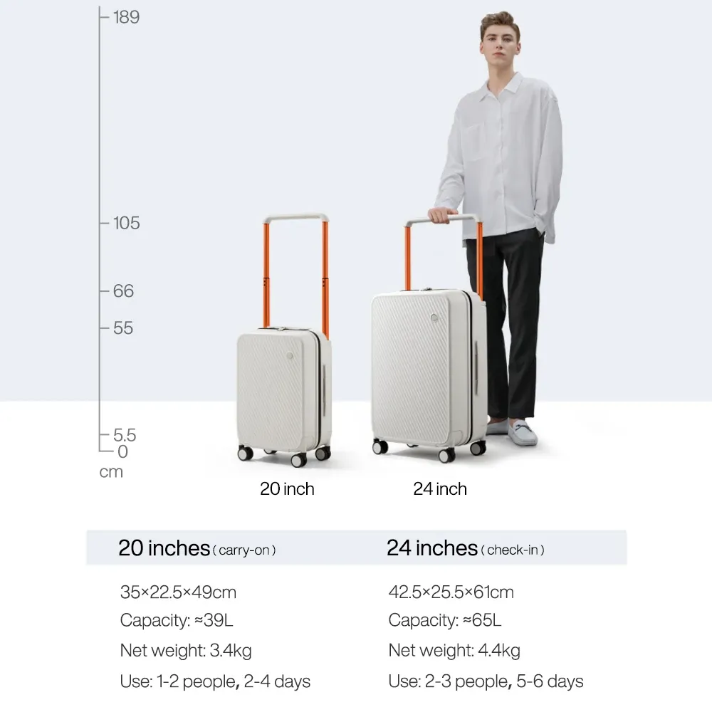 Mixi 24" Wide Handle Hardside Spinner Suitcase with Rolling Wheels - Patent Design Travel Luggage for Men & Women, Includes 20" Carry-On Option & Waterproof Pocket thumbnail 6