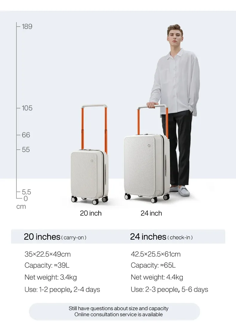 Mixi 24" Wide Handle Hardside Spinner Suitcase with Rolling Wheels - Patent Design Travel Luggage for Men & Women, Includes 20" Carry-On Option & Waterproof Pocket showcase 20