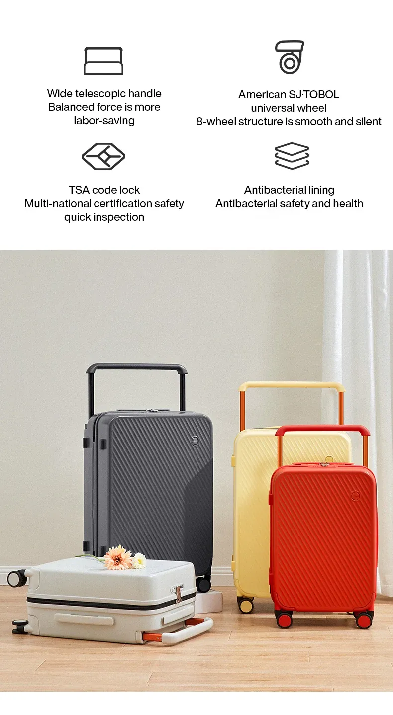 Mixi 24" Wide Handle Hardside Spinner Suitcase with Rolling Wheels - Patent Design Travel Luggage for Men & Women, Includes 20" Carry-On Option & Waterproof Pocket showcase 3