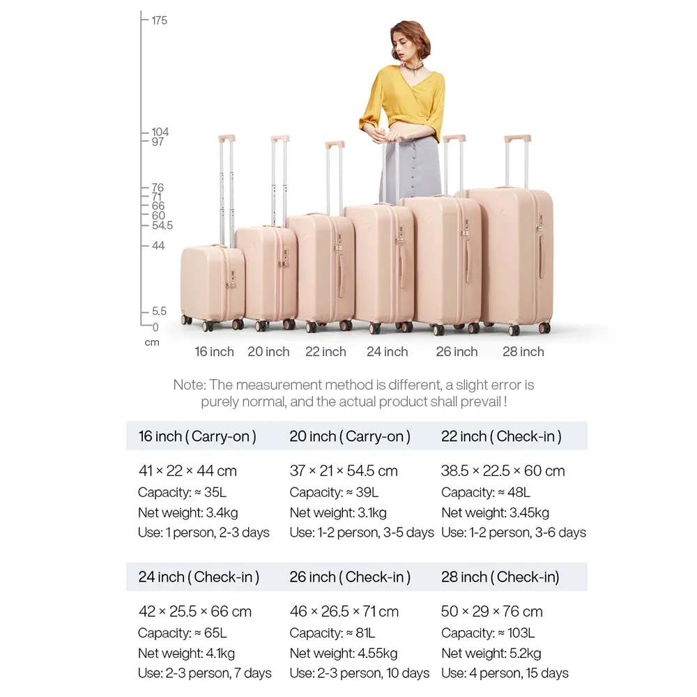 Mixi Puristic Design Hardside Luggage Set - 16-28 Inch Rolling Wheel Suitcase for Men & Women, Durable PC Material, YKK Zippers, Spinner Wheels, Travel Trolley Case thumbnail 6
