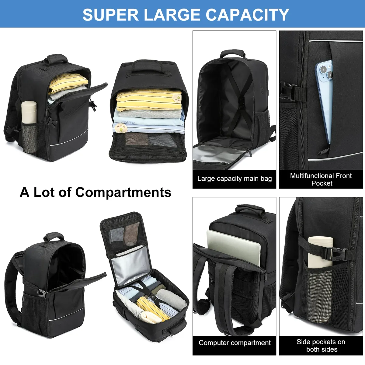 Unisex Carry-On Backpack 40x20x25cm Ryanair Cabin Bag, 15.6-inch Laptop Travel Suitcase with Night Reflective Strip for School & Travel showcase 2
