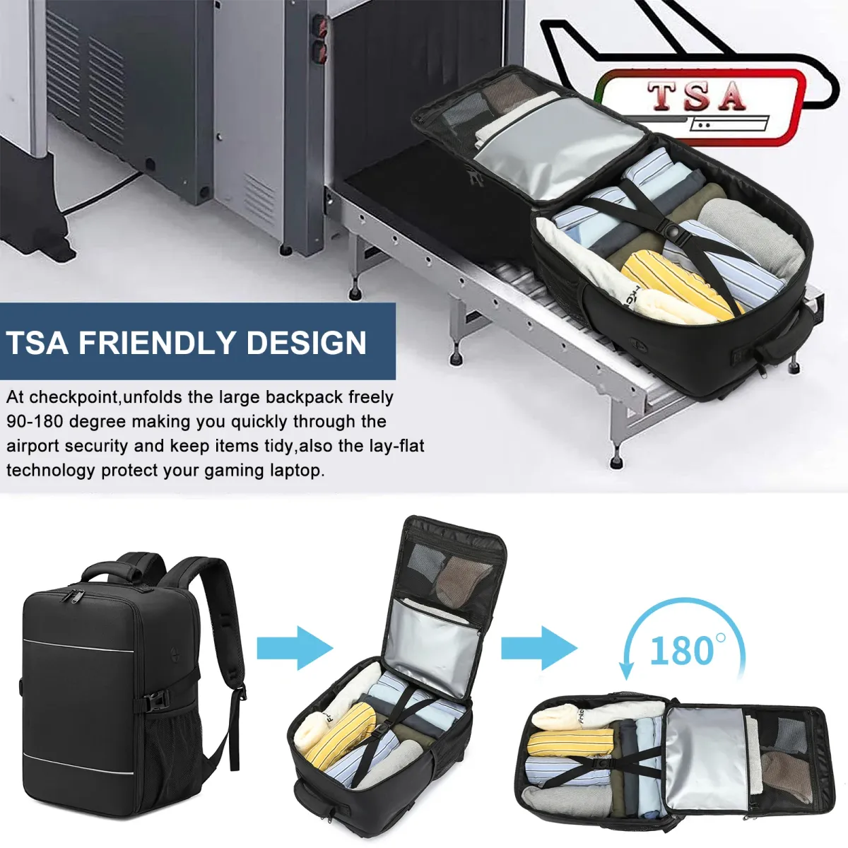Unisex Carry-On Backpack 40x20x25cm Ryanair Cabin Bag, 15.6-inch Laptop Travel Suitcase with Night Reflective Strip for School & Travel showcase 1