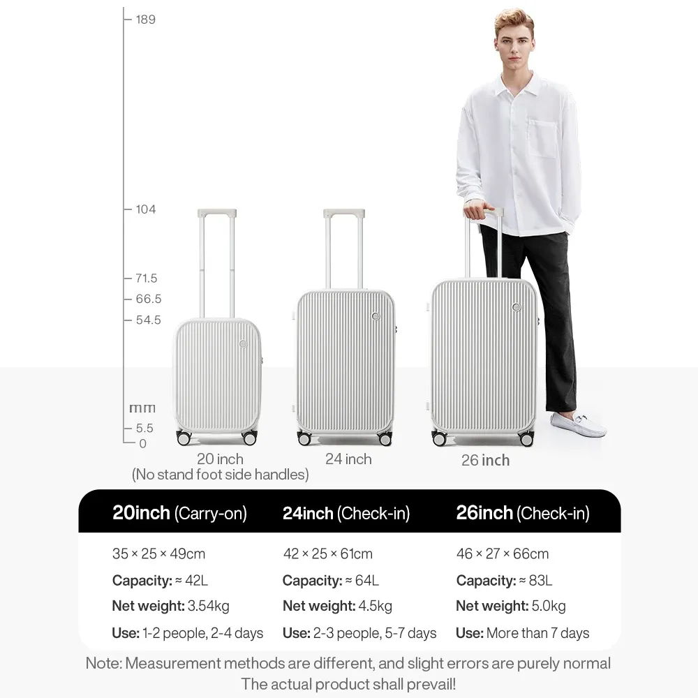 Mixi Carry On Luggage Hard Shell Rolling Travel Suitcase with Spinner Wheels, Cup Holder, Phone Holder - 20, 24, 26 Inch M9290 thumbnail 6