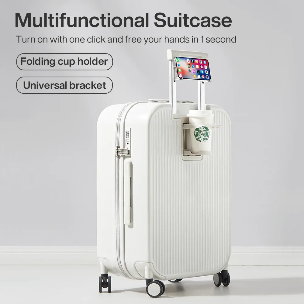 Mixi Carry On Luggage Hard Shell Rolling Travel Suitcase with Spinner Wheels, Cup Holder, Phone Holder - 20, 24, 26 Inch M9290 thumbnail 5