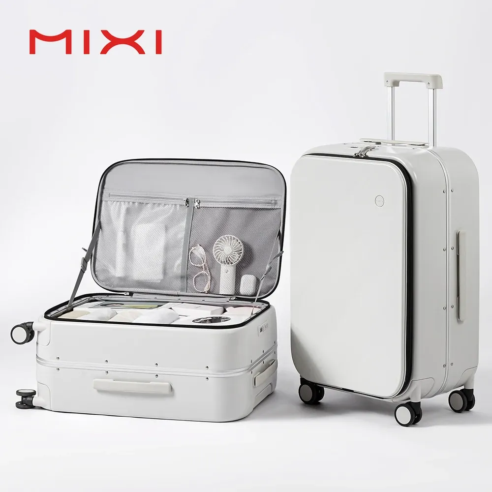 Mixi New Aluminum Frame Front Opening Rolling Travel Suitcase Luggage - 20" Carry-On, 24" & 26" Sizes Available for Business & Leisure Travel
