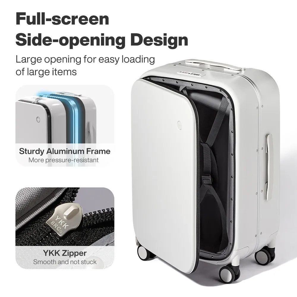 Mixi New Aluminum Frame Front Opening Rolling Travel Suitcase Luggage - 20" Carry-On, 24" & 26" Sizes Available for Business & Leisure Travel thumbnail 2
