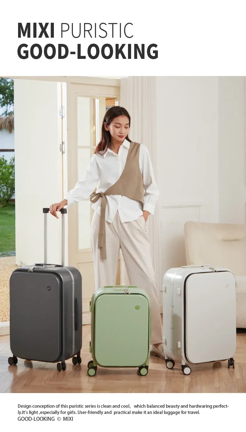 Mixi New Aluminum Frame Front Opening Rolling Travel Suitcase Luggage - 20" Carry-On, 24" & 26" Sizes Available for Business & Leisure Travel showcase 22