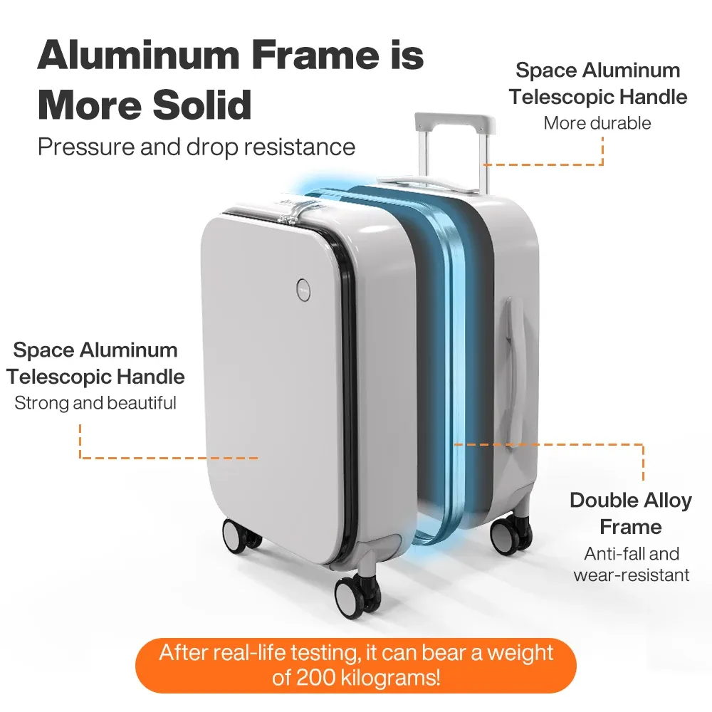 Mixi New Aluminum Frame Front Opening Rolling Travel Suitcase Luggage - 20" Carry-On, 24" & 26" Sizes Available for Business & Leisure Travel thumbnail 5