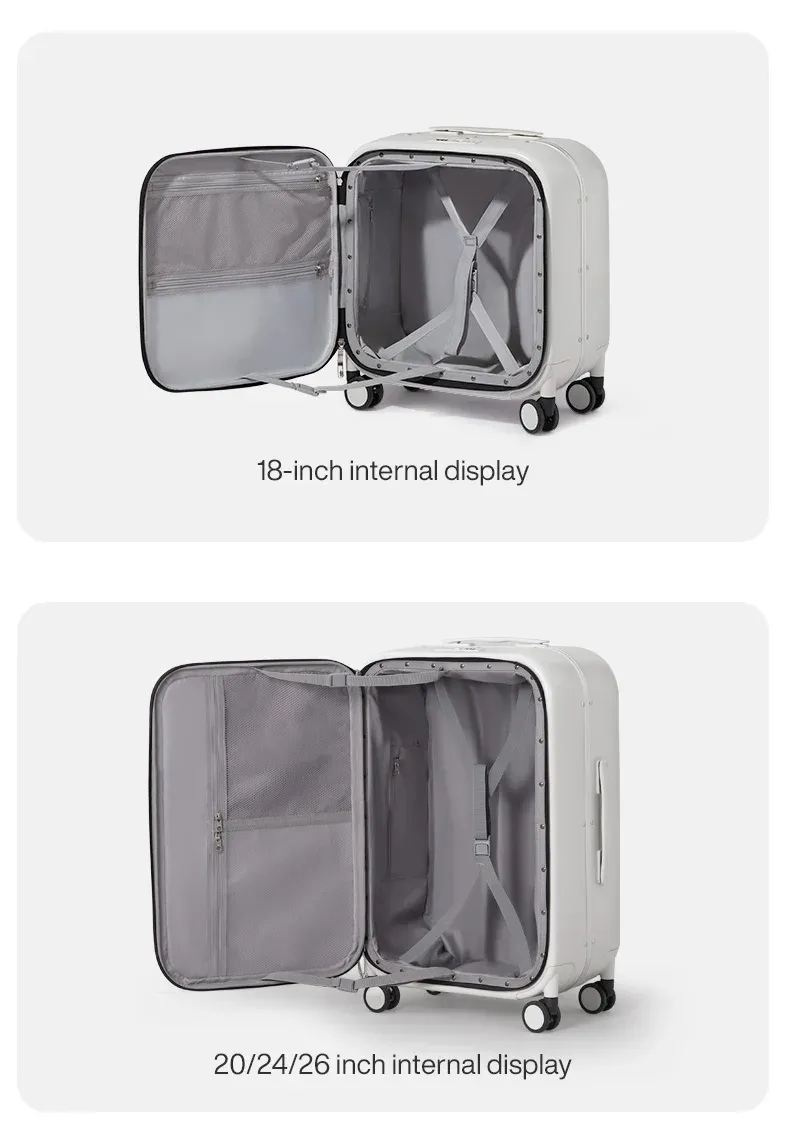Mixi New Aluminum Frame Front Opening Rolling Travel Suitcase Luggage - 20" Carry-On, 24" & 26" Sizes Available for Business & Leisure Travel showcase 30