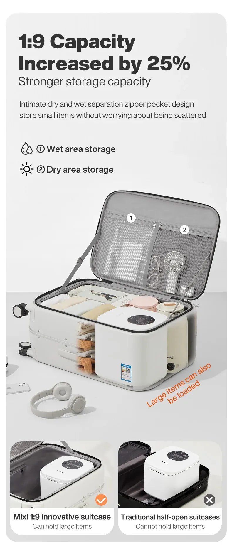 Mixi New Aluminum Frame Front Opening Rolling Travel Suitcase Luggage - 20" Carry-On, 24" & 26" Sizes Available for Business & Leisure Travel showcase 11