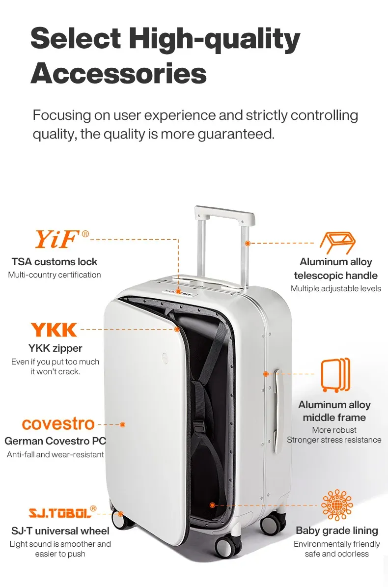 Mixi New Aluminum Frame Front Opening Rolling Travel Suitcase Luggage - 20" Carry-On, 24" & 26" Sizes Available for Business & Leisure Travel showcase 18