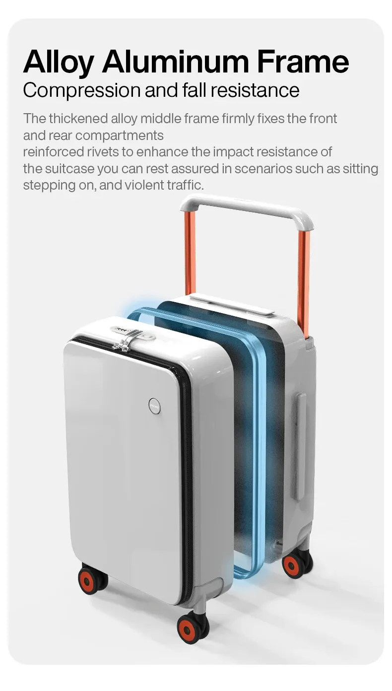 Mixi 20-Inch Carry-On Luggage Suitcase for Men & Women, Durable PC with Aluminum Frame, YKK Zipper, Silent Spinner Wheels, Wide Handle Trolley Case for Travel showcase 13