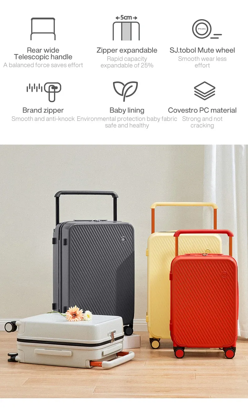 MIXI Expandable Carry-On Luggage: Lightweight 20/24 Inch PC Spinner Suitcase with TSA Lock, Wide Handle, and YKK Zipper for Travel showcase 3