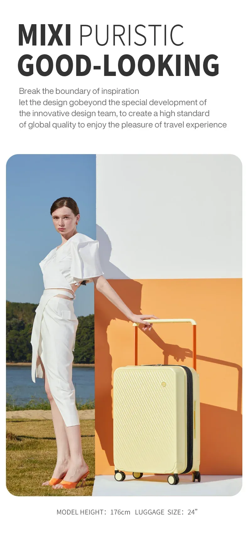 MIXI Expandable Carry-On Luggage: Lightweight 20/24 Inch PC Spinner Suitcase with TSA Lock, Wide Handle, and YKK Zipper for Travel showcase 16