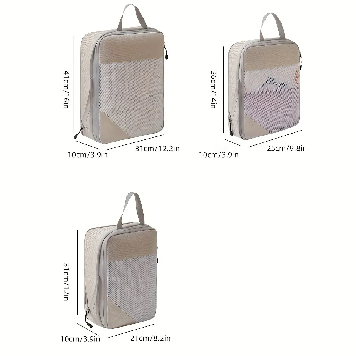 3-Piece Travel Compression Packing Cubes Set - Durable Oxford Canvas Luggage Organiser for Carry-On Suitcases, Space-Saving & Portable Travel Essentials thumbnail 3