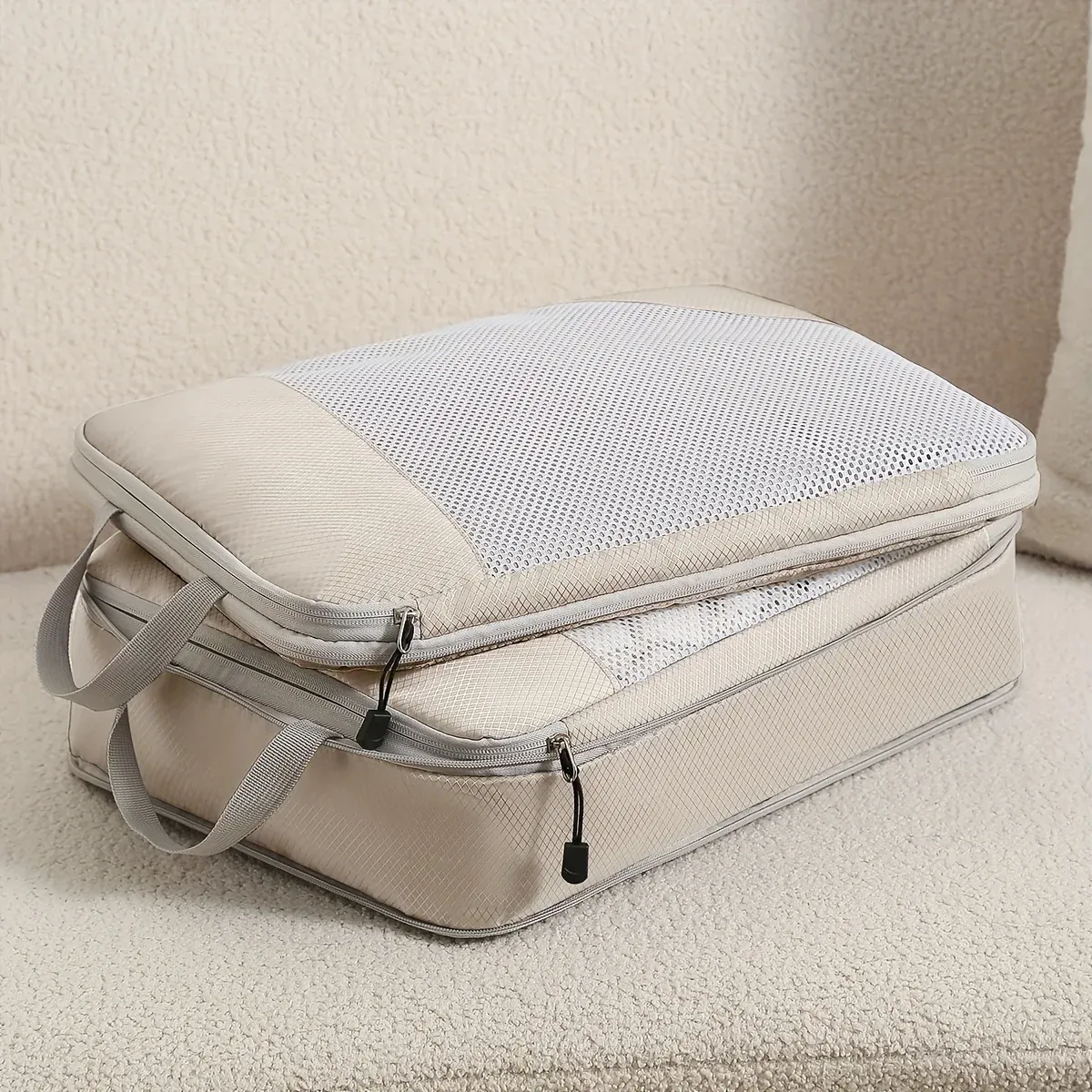 3-Piece Travel Compression Packing Cubes Set - Durable Oxford Canvas Luggage Organiser for Carry-On Suitcases, Space-Saving & Portable Travel Essentials thumbnail 5
