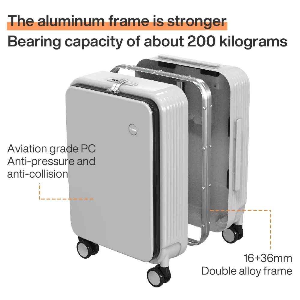 Mixi Aluminum Frame Carry-On Luggage with USB Port, Cup Holder, Phone Mount - 20" & 24" Rolling Suitcase for Travel thumbnail 5