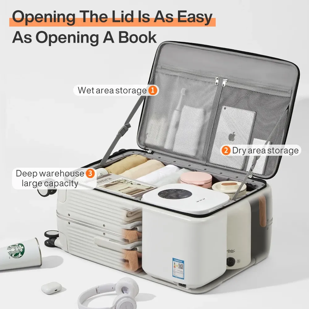 Mixi Aluminum Frame Carry-On Luggage with USB Port, Cup Holder, Phone Mount - 20" & 24" Rolling Suitcase for Travel thumbnail 3