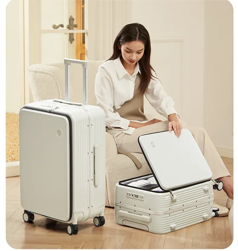 Mixi Aluminum Frame Carry-On Luggage with USB Port, Cup Holder, Phone Mount - 20" & 24" Rolling Suitcase for Travel showcase 16