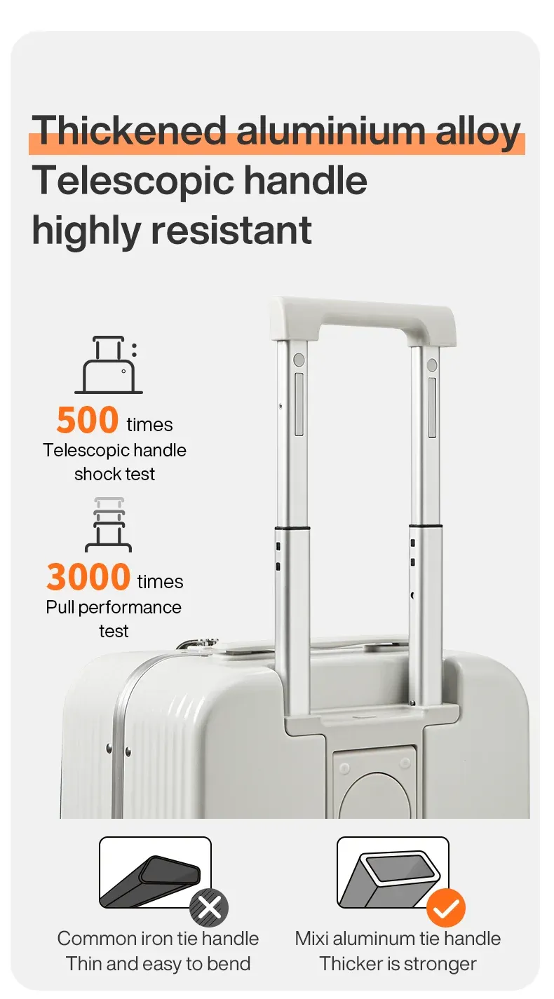 Mixi Aluminum Frame Carry-On Luggage with USB Port, Cup Holder, Phone Mount - 20" & 24" Rolling Suitcase for Travel showcase 22