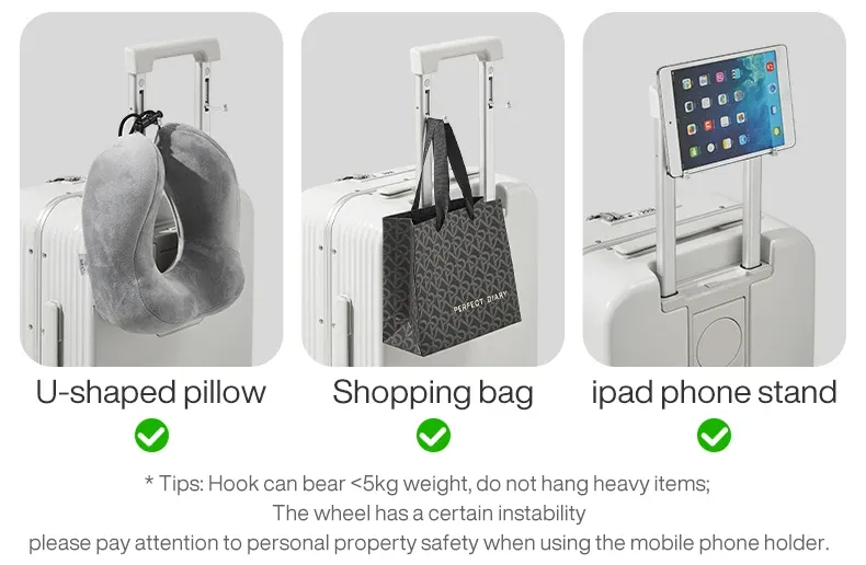 Mixi Aluminum Frame Carry-On Luggage with USB Port, Cup Holder, Phone Mount - 20" & 24" Rolling Suitcase for Travel showcase 10