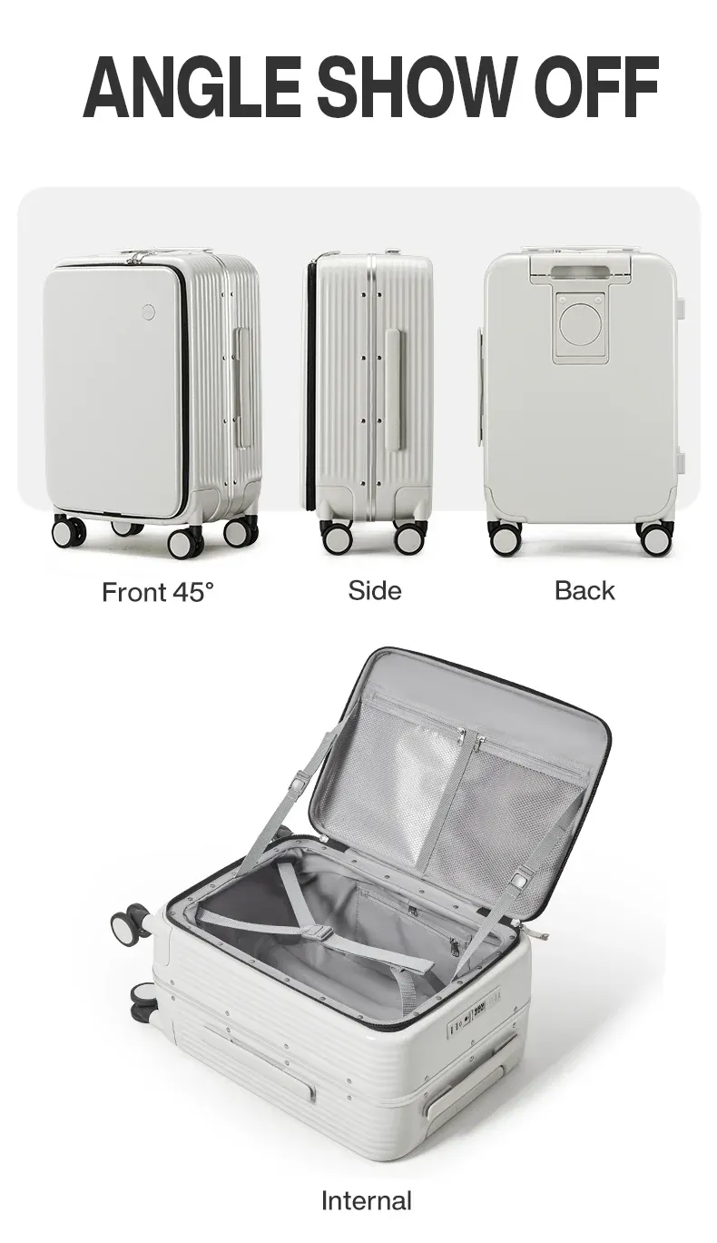 Mixi Aluminum Frame Carry-On Luggage with USB Port, Cup Holder, Phone Mount - 20" & 24" Rolling Suitcase for Travel showcase 28