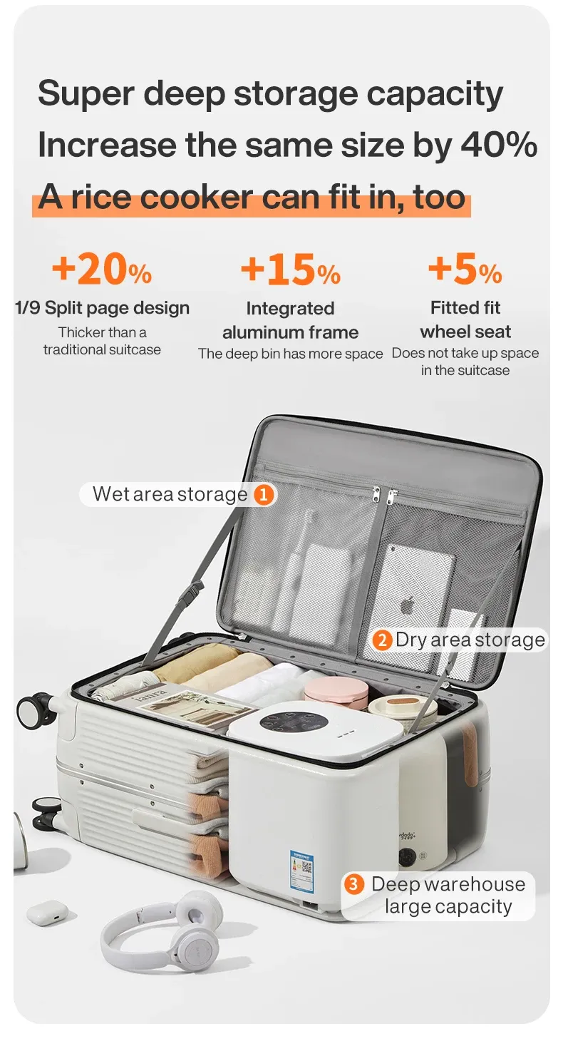 Mixi Aluminum Frame Carry-On Luggage with USB Port, Cup Holder, Phone Mount - 20" & 24" Rolling Suitcase for Travel showcase 13