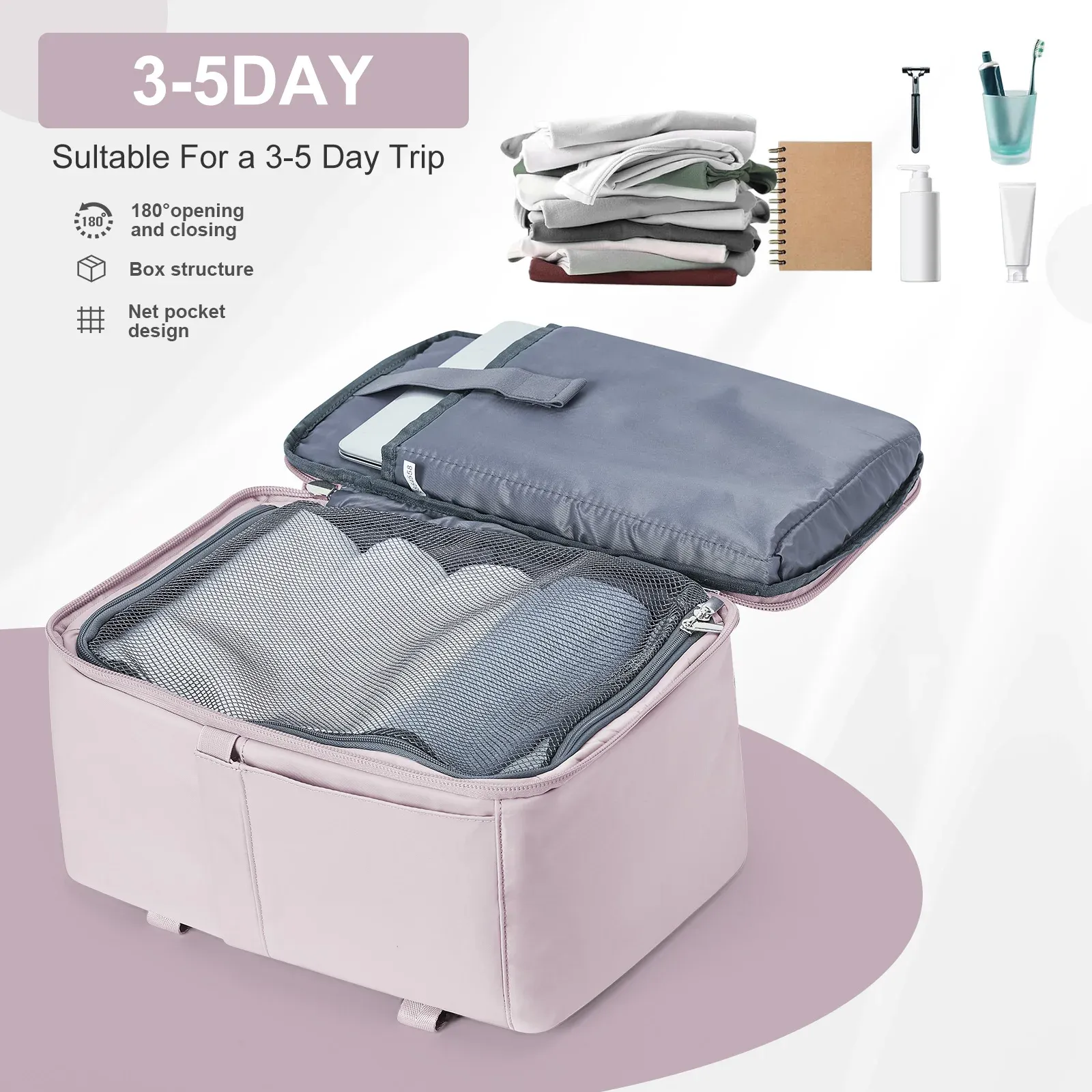 Women's Travel Backpack Suitcase 40x20x25cm Cabin Bag - Ryanair & Wizzair Approved Carry-On for Men & Laptop thumbnail 3